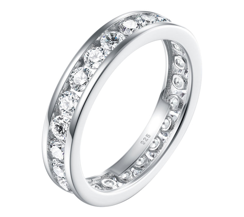 Moissanite Luxe Tension Set Eternity Band Ring,Sterling — View 2