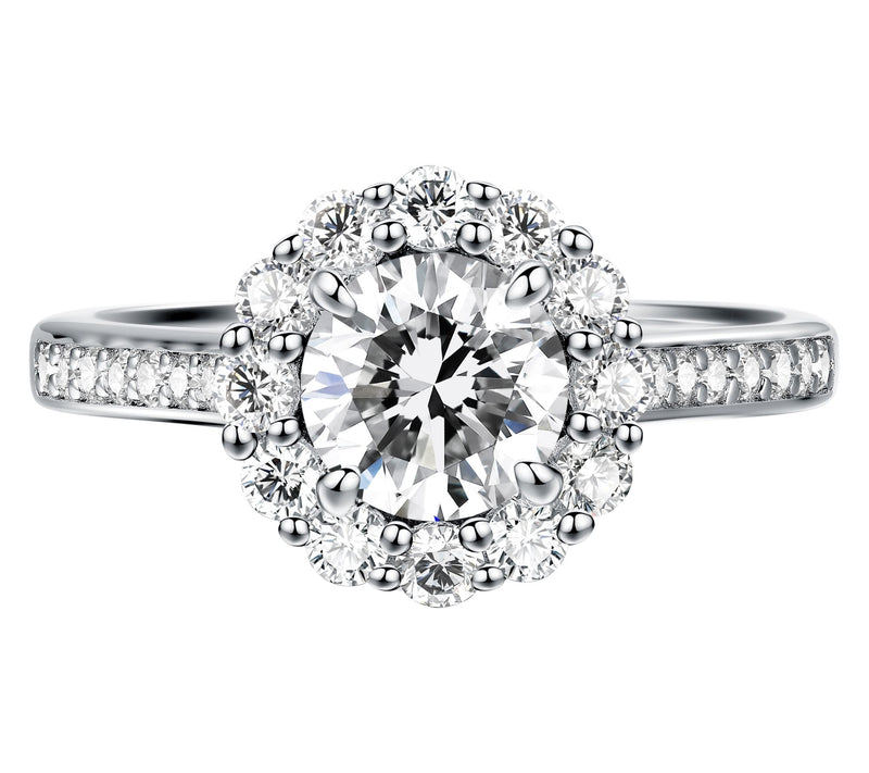 Moissanite Luxe 1.05 cttw Round Cut Halo Ring,Sterling Silver — View 2
