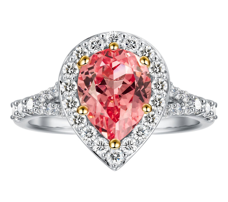 Fire Light Grown Diamond & Padparadscha Ring, S terling — View 3
