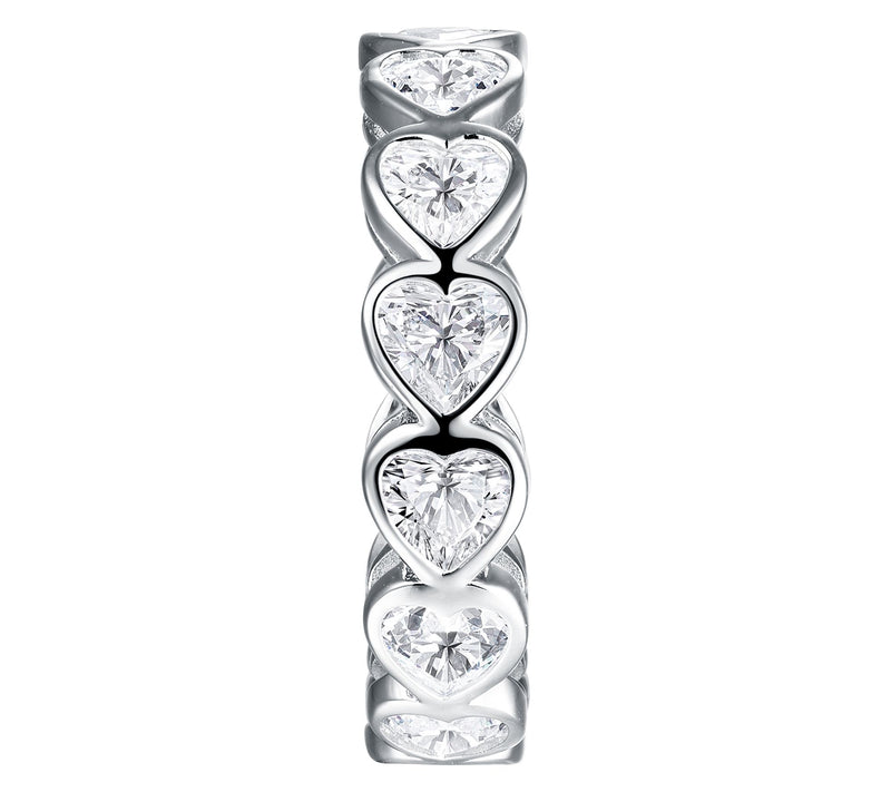 Moissanite Luxe Heart Cut Eternity Band Ring, Sterling Silver — View 3