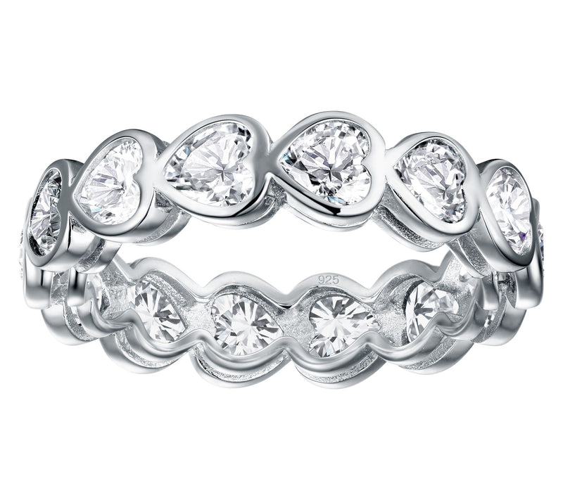 Moissanite Luxe Heart Cut Eternity Band Ring, Sterling Silver — Main view