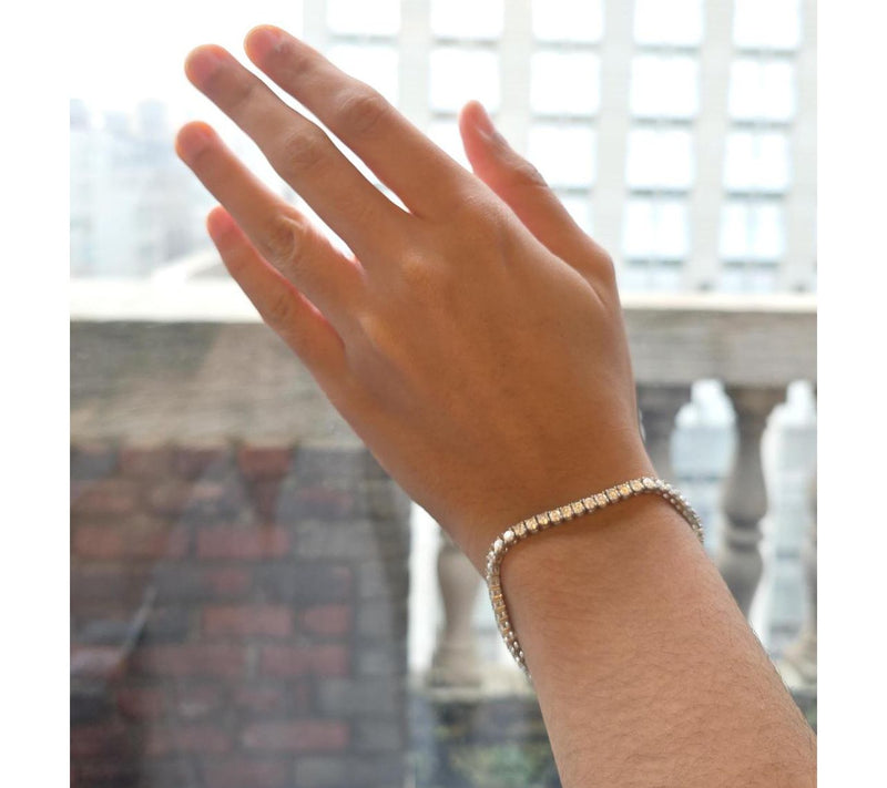Moissanite Luxe Round Cut Tennis Bracelet. Sterling Silver — View 4