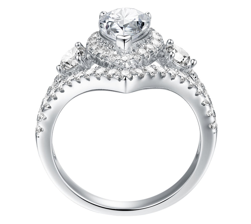 Moissanite Luxe 1.80 cttw Halo Ring, Sterling Silver — View 3