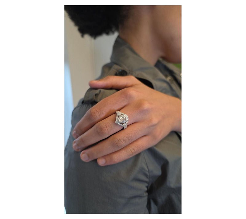 Moissanite Luxe 1.80 cttw Halo Ring, Sterling Silver — View 4