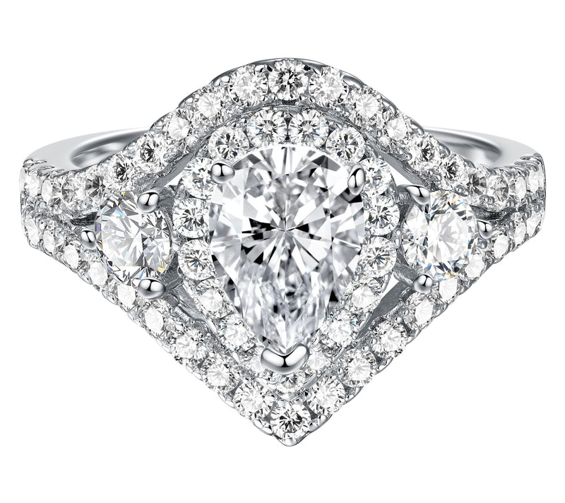 Moissanite Luxe 1.80 cttw Halo Ring, Sterling Silver — Main view