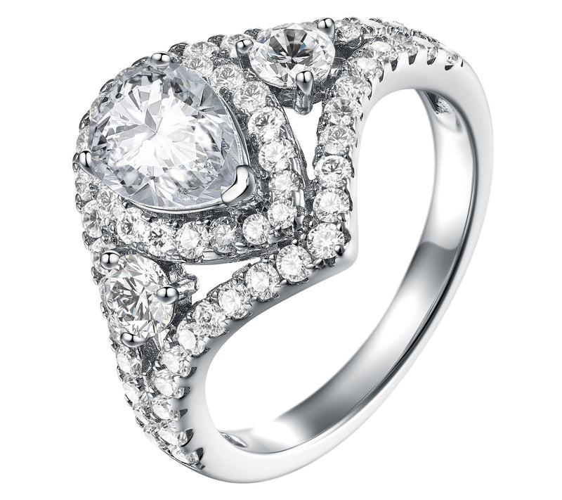 Moissanite Luxe 1.80 cttw Halo Ring, Sterling Silver — View 2