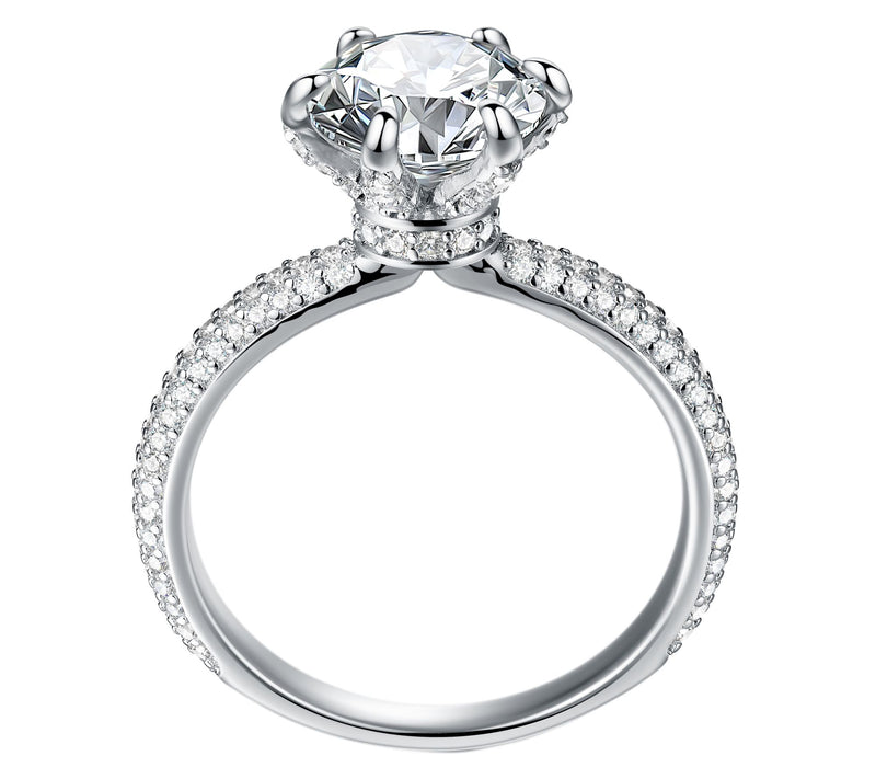 Moissanite Luxe 1.65 cttw Solitaire Pave ShankRing, Sterling — View 3