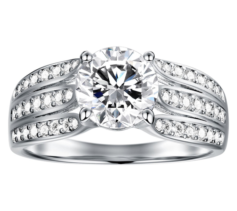 Moissanite Luxe 1.30 cttw Split Shank Ring, Sterling Silver — Main view