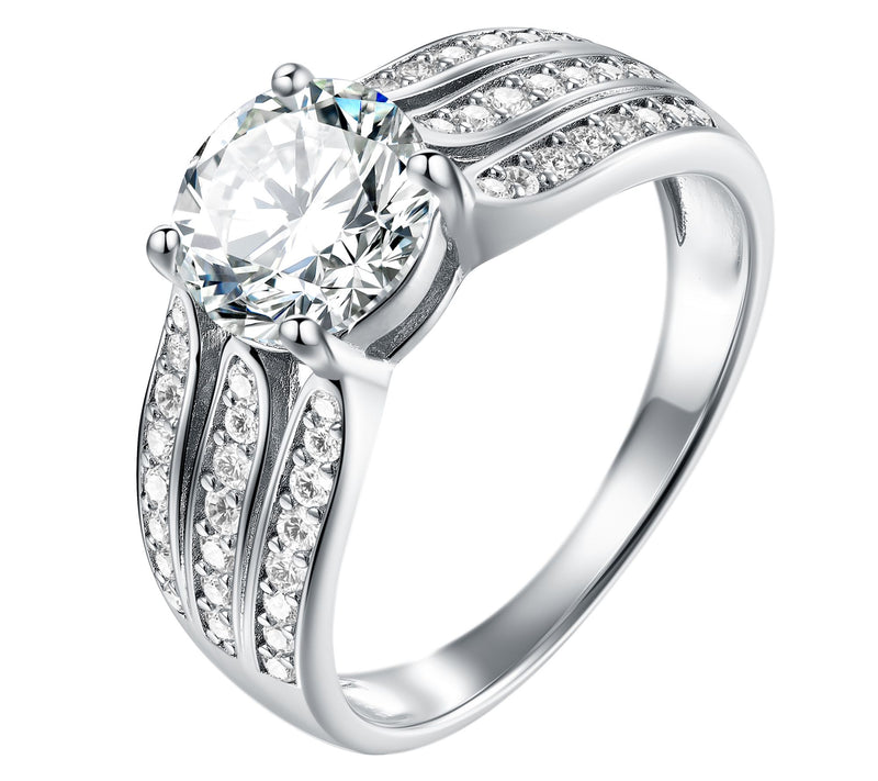 Moissanite Luxe 1.30 cttw Split Shank Ring, Sterling Silver — View 2