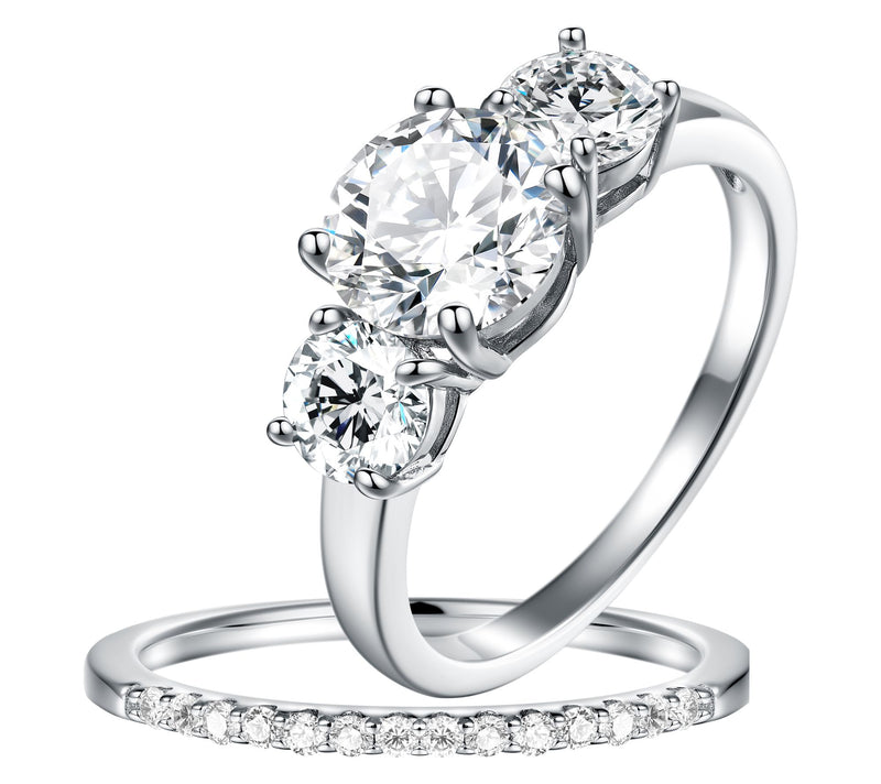 Moissanite Luxe 1.85 cttw Ring Set, Sterling Silver — View 3