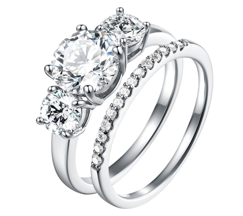 Moissanite Luxe 1.85 cttw Ring Set, Sterling Silver — View 2