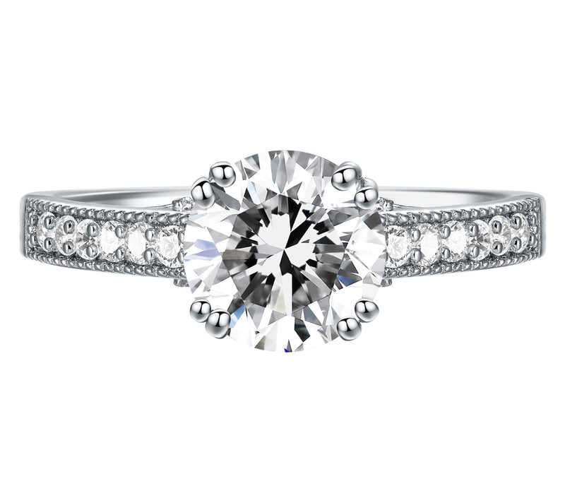 Moissanite Luxe 1.20 cttw Solitaire Pave ShankRing, Sterling — View 2