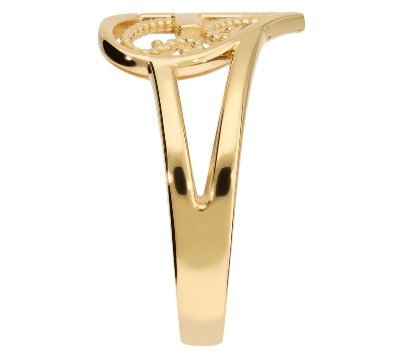 Italian Gold Open Work Heart Ring, 14K — View 2