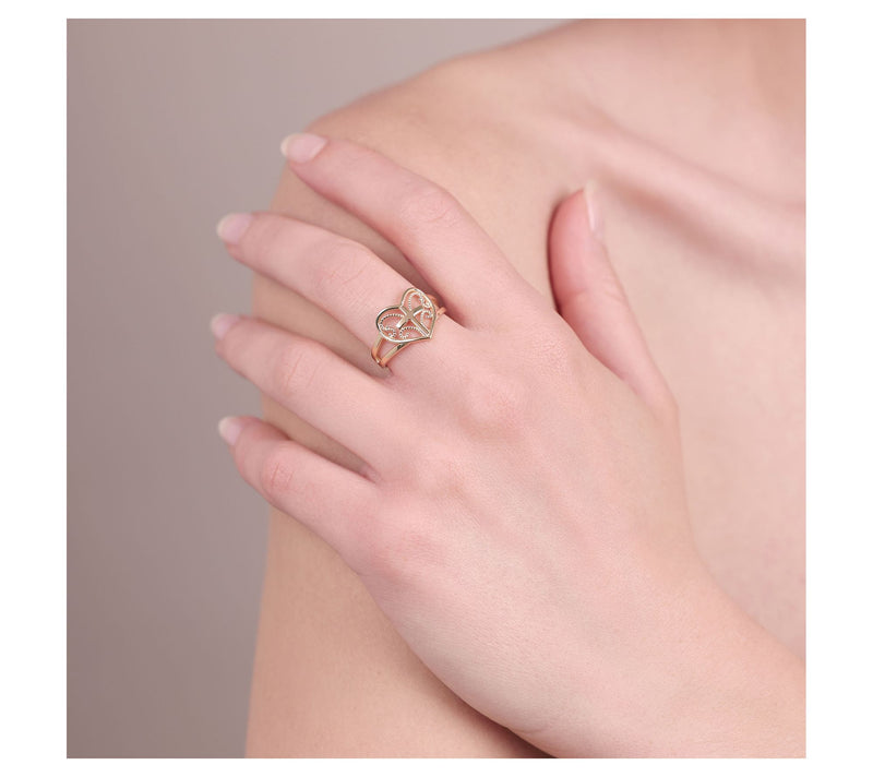 Italian Gold Open Work Heart Ring, 14K — View 4