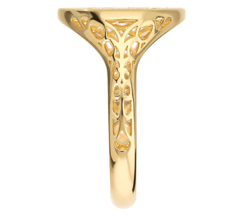 Italian Gold Saint Benedict Medal Signet Ring,14K — View 2