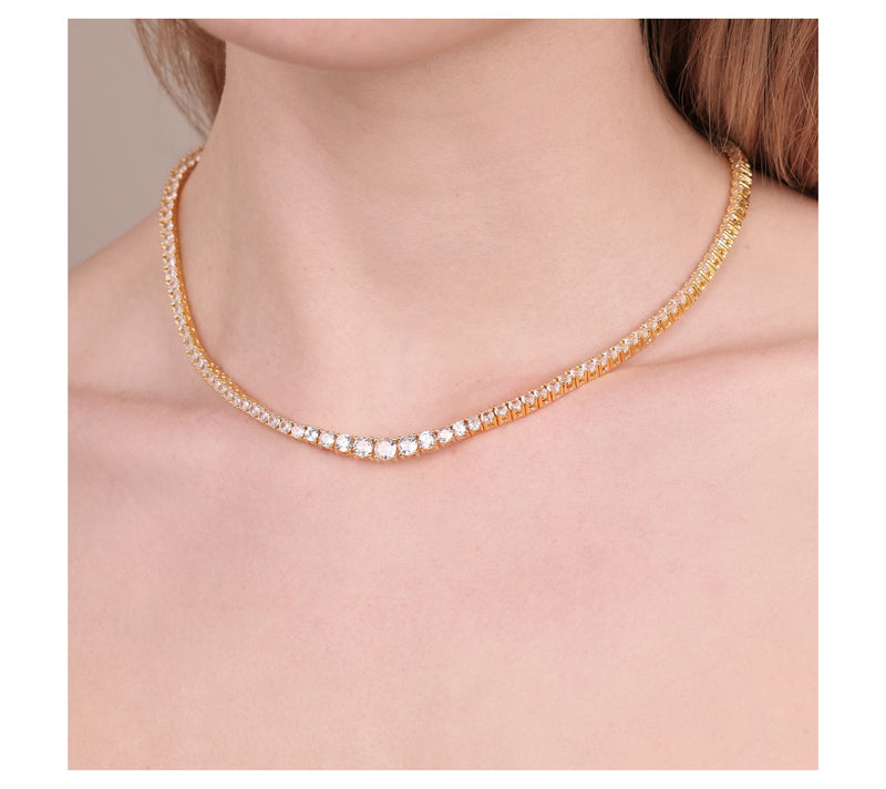 Diamonique x Bronzo Italia 16-1/2" Graduated Tennis Necklace — View 3