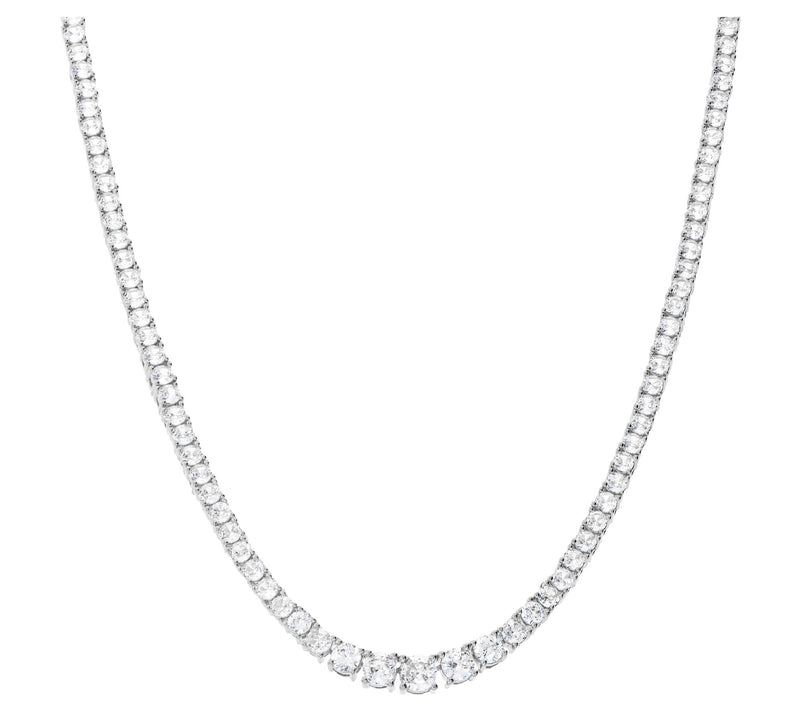Diamonique x Bronzo Italia 16-1/2" Graduated Tennis Necklace — View 6