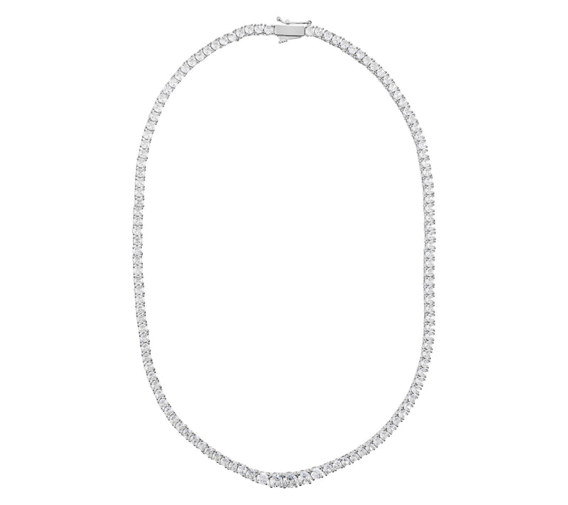 Diamonique x Bronzo Italia 16-1/2" Graduated Tennis Necklace — View 2