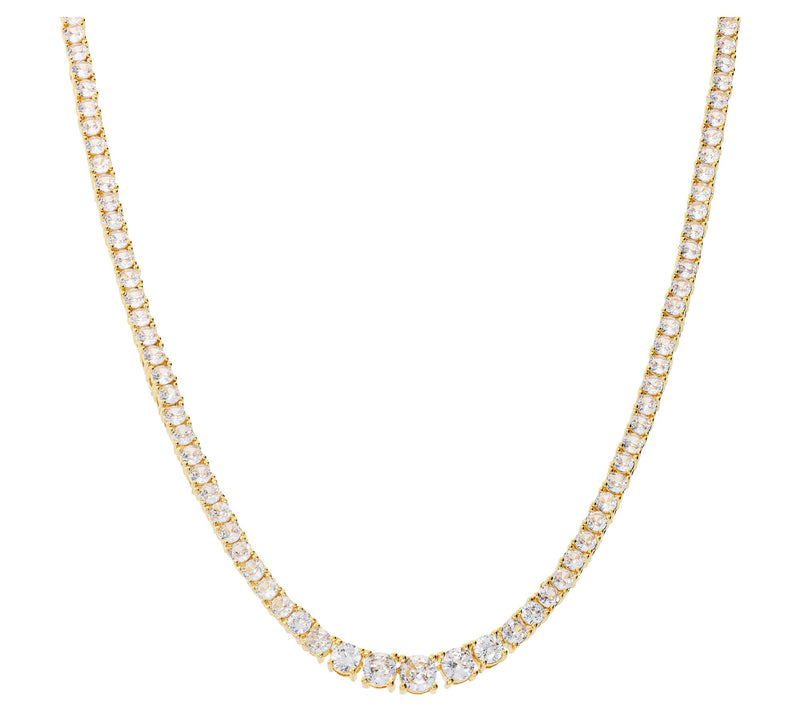 Diamonique x Bronzo Italia 16-1/2" Graduated Tennis Necklace — View 7