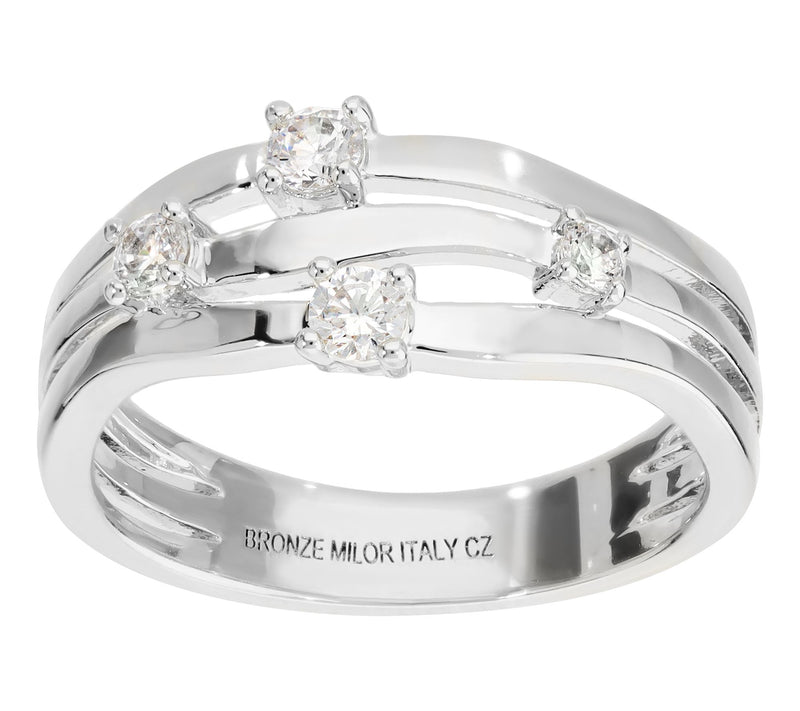 Diamonique x Bronzo Italia Multi-Row Split Shank Ring — View 8