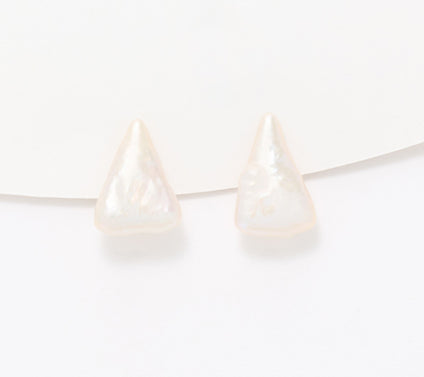 Honora Sterling Silver Triangle Shaped Cultured Pearl Stud Earrings