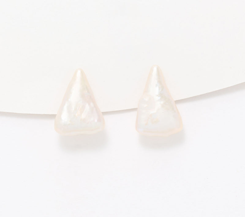 Honora Sterling Silver Triangle Shaped Cultured Pearl Stud Earrings — View 5