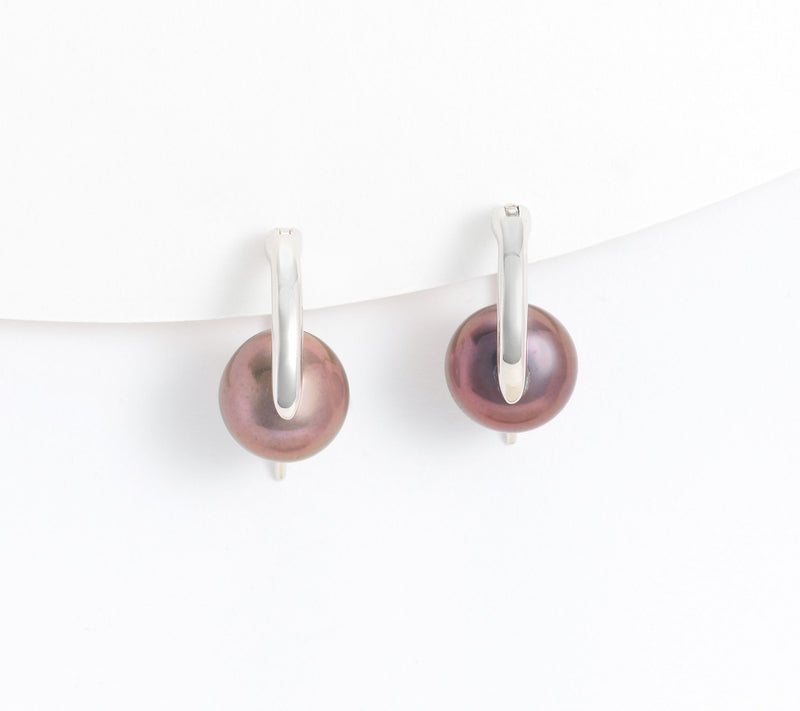 Honora Bronze Pearl Earrings Silver Plated — View 11