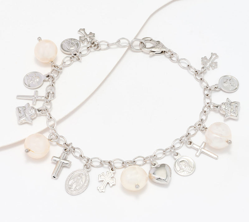 Honora Sterling Silver Cultured Pearl Charm Bracelet — View 8