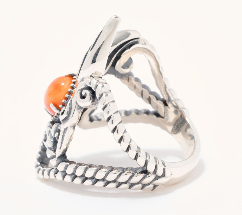 American West Sterling Silver Gemstone Hummingbird Rope Ring — View 6