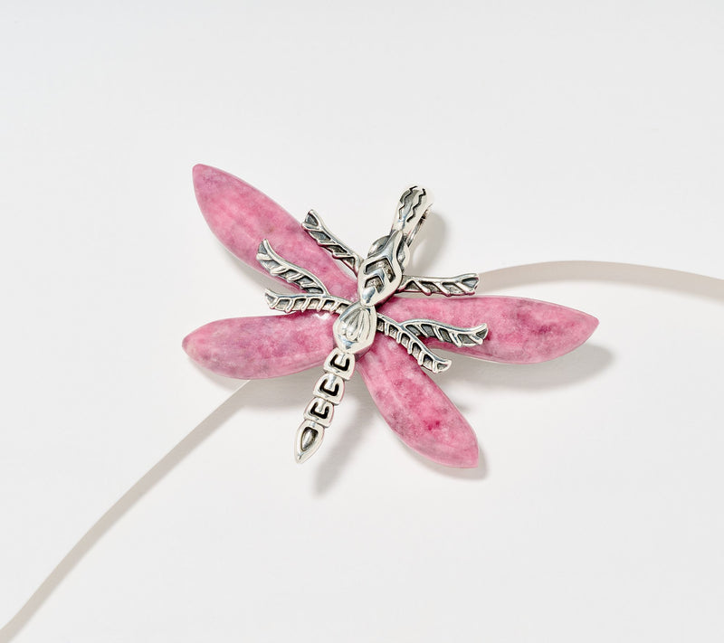 American West Sterling Silver Rhodonite Dragonfly Enhancer — Main view