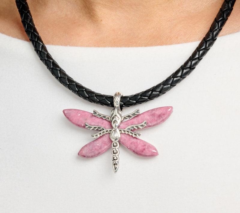 American West Sterling Silver Rhodonite Dragonfly Enhancer — View 3