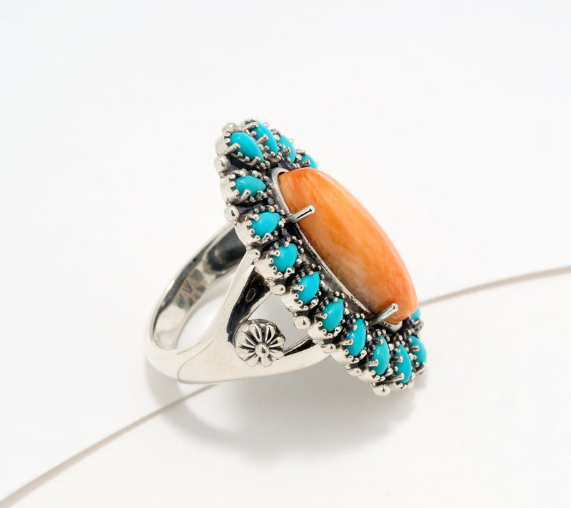American West Sterling Silver Peti Point Gemstone Cluster Ring — View 2