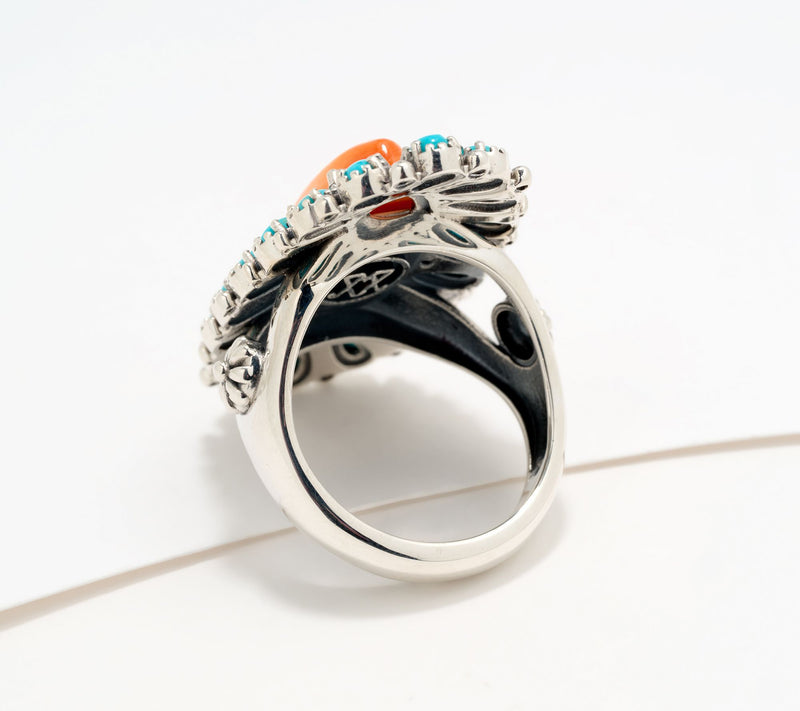 American West Sterling Silver Peti Point Gemstone Cluster Ring — View 3