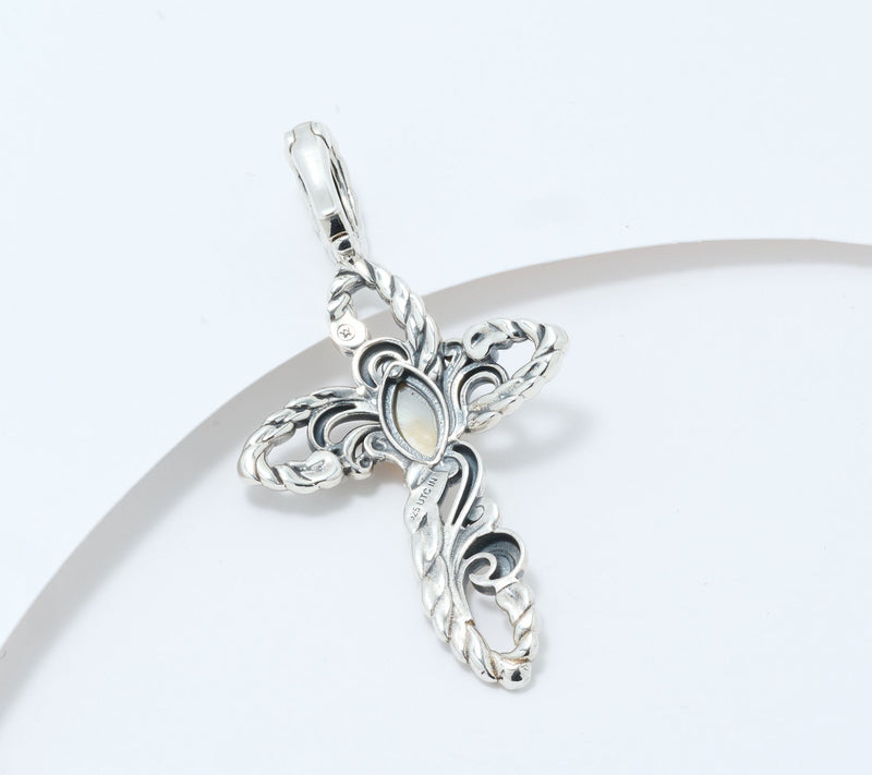 American West Sterling Silver Gemstone Rope Cross Enhancer — View 10