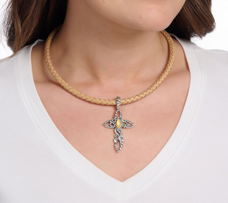 American West Sterling Silver Gemstone Rope Cross Enhancer — View 14