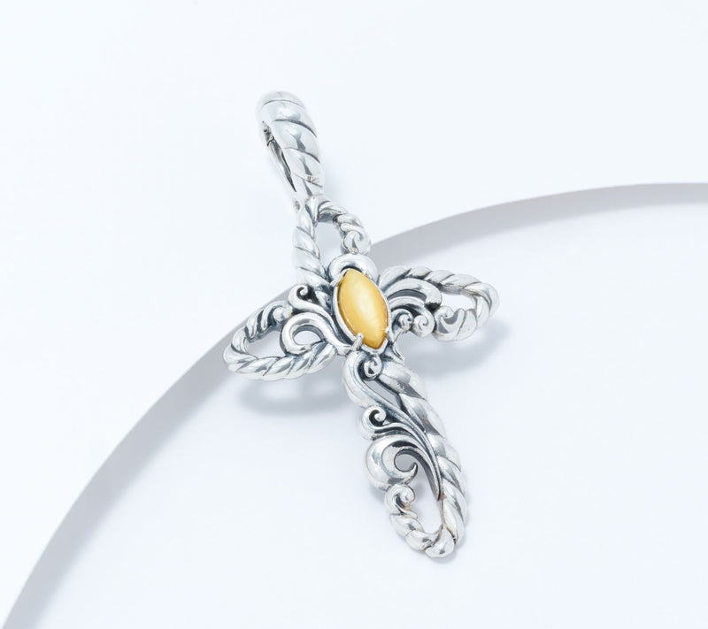 American West Sterling Silver Gemstone Rope Cross Enhancer — Main view