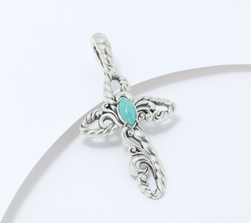 American West Sterling Silver Gemstone Rope Cross Enhancer — View 5