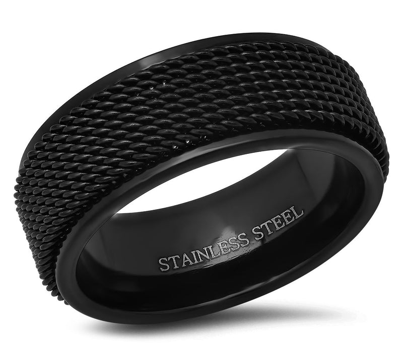 Steel By Design Men's Black IP Mesh Spinner Band Ring — Main view