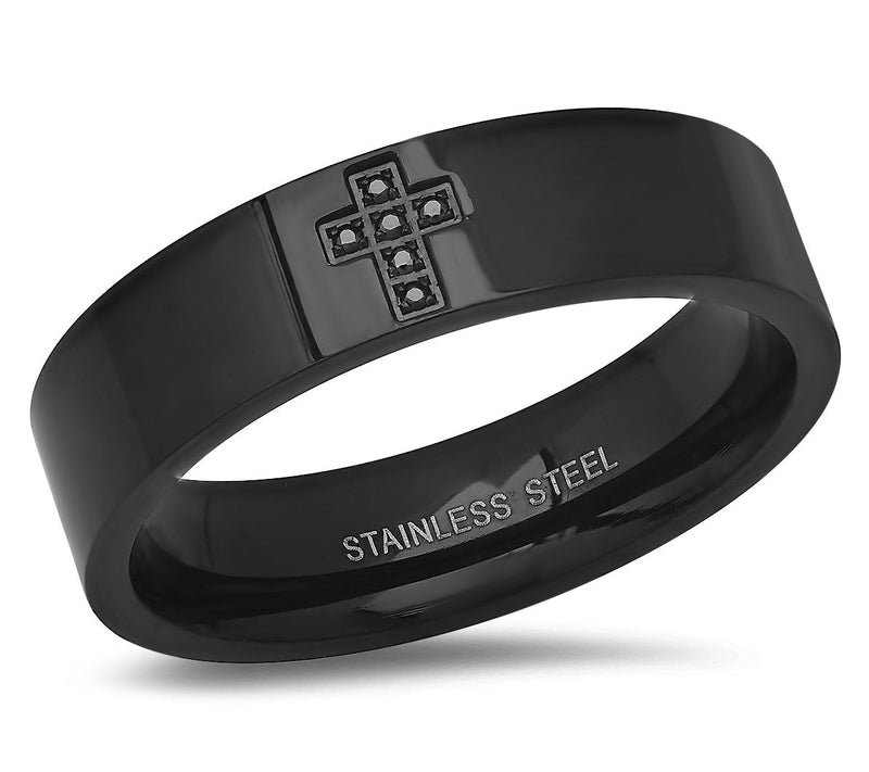 Steel By Design Men's Pave Cross Band Ring — Main view