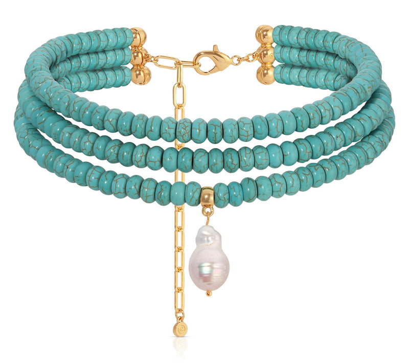Ettika Marina Cultured Pearl & Simulated Turquoise Necklace — Main view