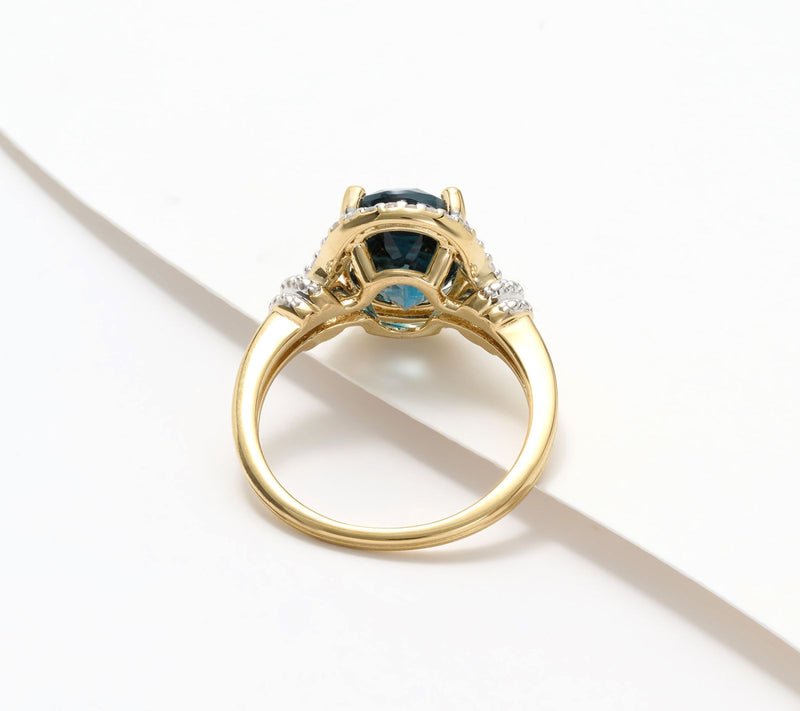 Affinity Gems London Blue Topaz & Diamond Oval Cut Ring, Sterling — View 7