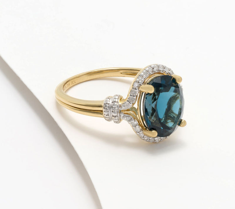 Affinity Gems London Blue Topaz & Diamond Oval Cut Ring, Sterling — View 6
