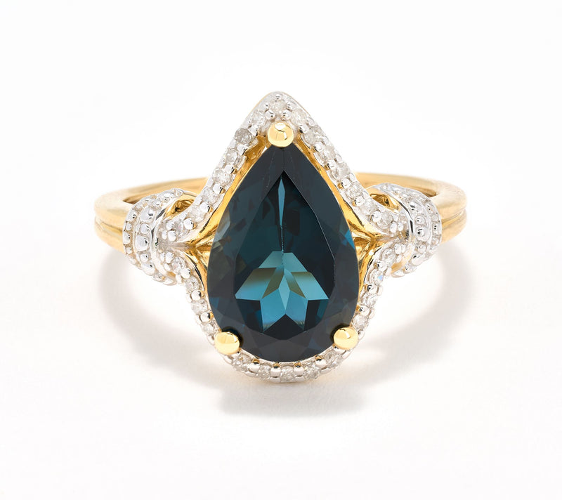 Affinity Gems London Blue Topaz & Diamond Pear Cut Ring, Sterling — View 11