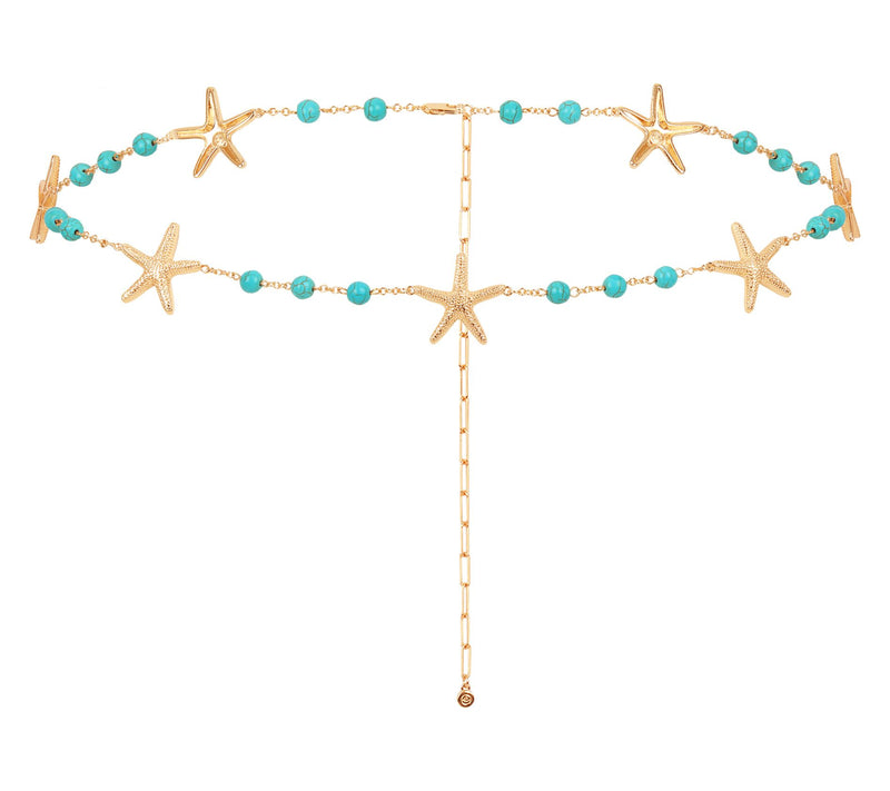 Ettika Starfish Reconstituted Turquoise Bead Waist Chain — Main view