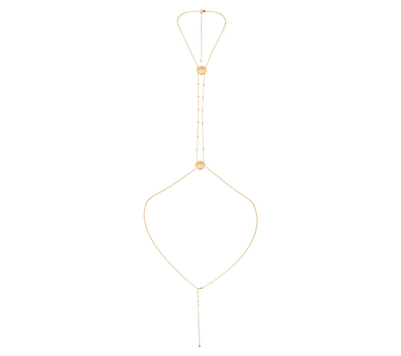 Ettika Scallop Sea Shell & Crystal Station BodyChain — Main view