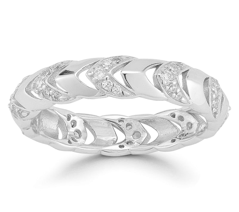 Sterlina Silver Pave Chevron Ring, Sterling — View 8