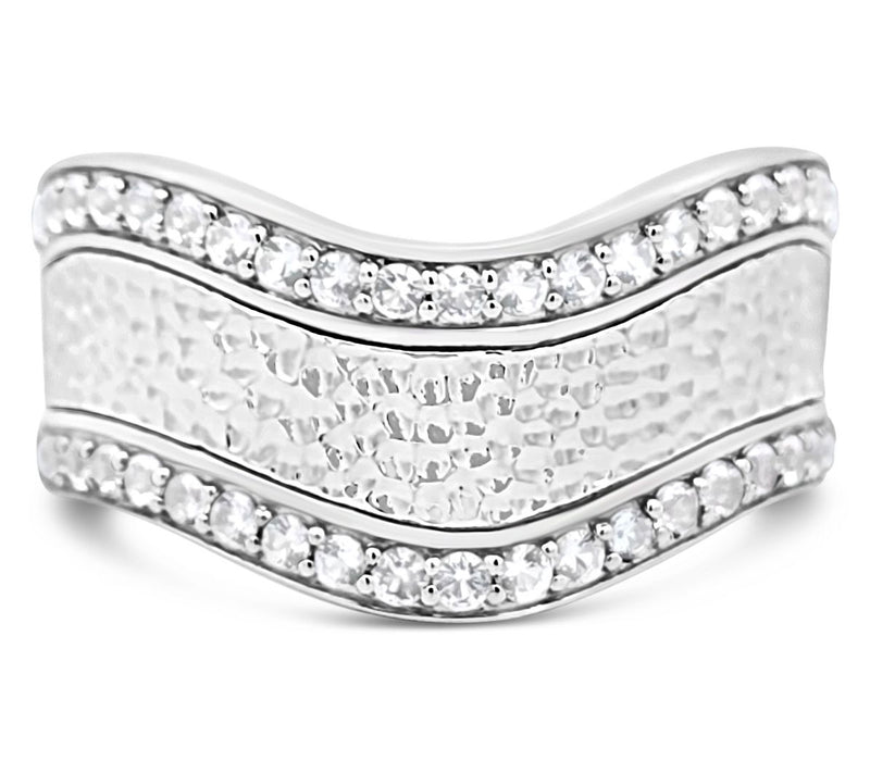 Ariva Sterling Silver White Topaz Wave Band Ring — Main view