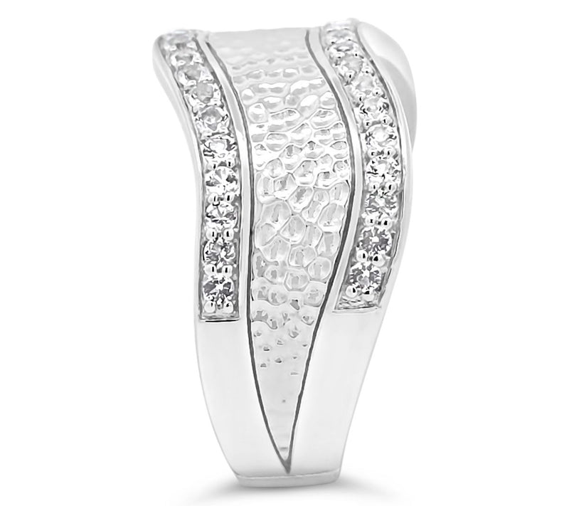 Ariva Sterling Silver White Topaz Wave Band Ring — View 3