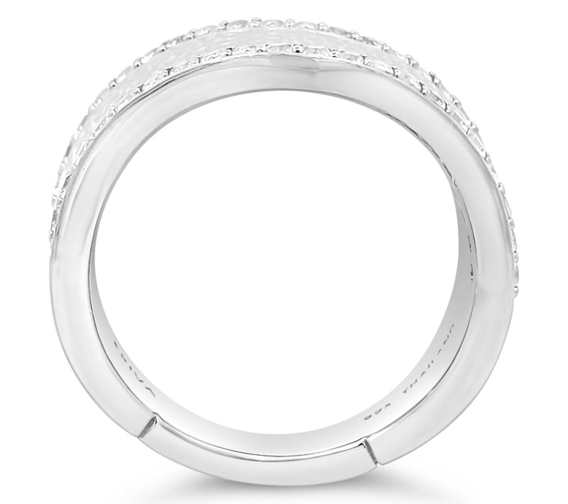 Ariva Sterling Silver White Topaz Wave Band Ring — View 2