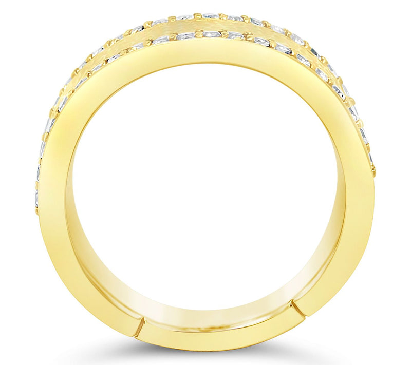 Ariva 18K Gold Clad White Topaz Wave Band Ring — View 2